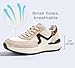 LUCKY STEP Women's Retro Fashion Casual Sneakers Platform Classic Trendy Trainning Anti-Slip Tennis Travel Walking Shoes(Beige,8)