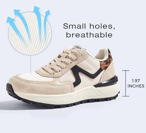 LUCKY STEP Women's Retro Fashion Casual Sneakers Platform Classic Trendy Trainning Anti-Slip Tennis Travel Walking Shoes2