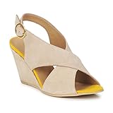 PIECES OTTINE SHOP SUEDE WEDGE SANDAL - LT SAND 17039531, Escarpins femme - TRB1Beige242, ...