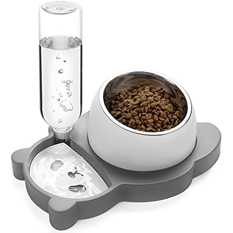 Elevated Dog Cat Bowls, Tilted Cat Food and Water Bowl Set with Water Dispenser and Stainless Steel Bowl for Cats and Small Dogs Cover