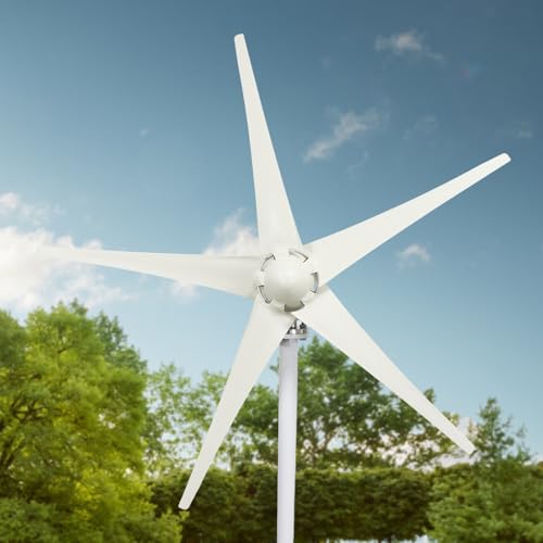 diowewea Wind Turbine 1200W 12V, Wind Turbine Generator Kit with 5 Blades, High Efficiency, Powerful Generator, Easy to Install Industrial Wind-Power Generator White