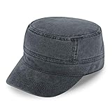 fiebig Army GI-Cap in Washed Cotton | Klassische Arbeitsmütze mit Klettverschluss | Militär Outdoor Kappe aus Baumwolle (One Size, Anthrazit)