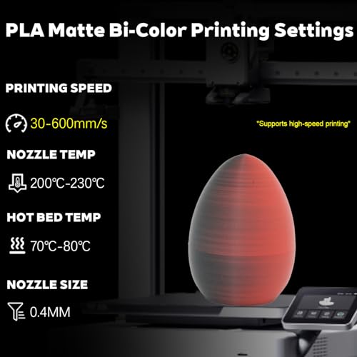 Image of Matte Dual Color Black Red PLA 1.75mm 1kg 600mm /s High Speed 3D Filament