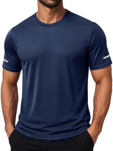 MAGCOMSEN Sport Tshirt Herren UV Tshirt Kurzarm Funktionsshirt UPF 50+ Atmungsaktiv Sommer Sportshirt mit Reflexstreifen