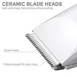 OLOV Electric Body Hair Trimmer - Groin Trimmer for Men - Bikini Trimmer Women - Wet/Dry Shaver Groomer, Replaceable Ceramic Blade Heads, USB Recharge Dock, Waterproof Hygiene Razor, White - Image 3