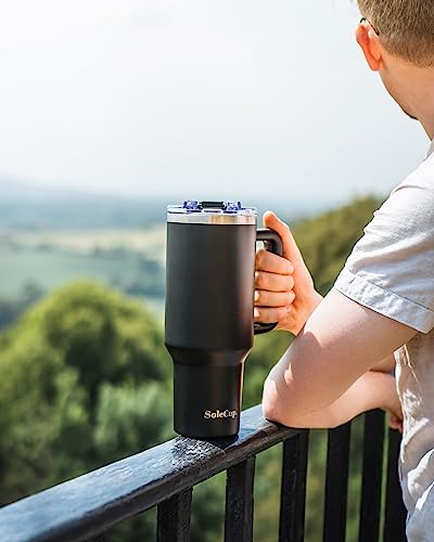 SoleCup. 40oz Travel Mug with Handle, Lid and Two Straws, Drinks Stay Hot for 8 Hours, Cold for 24 Hours - Image 3