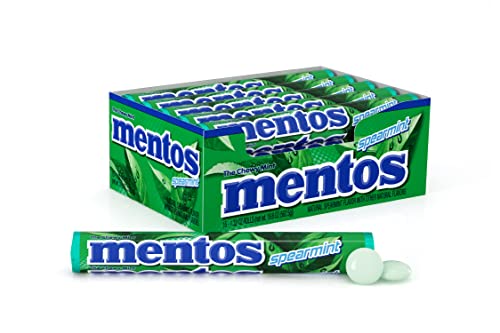 Image of Mentos Candy Chewy Mint Rolls, Spearmint, Non Melting, Party, Concessions, Non Melting, 14 Pieces (Bulk Pack of 15)
