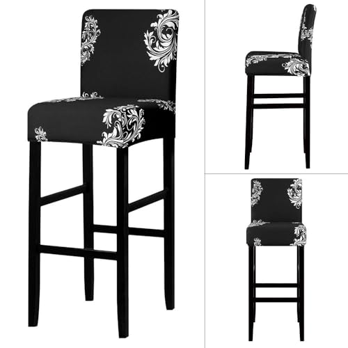 Image of Lellen Bar Stool Chair Covers Set of 2,Jacquard Bar Stool Cover Barstool Covers Slipcovers Stretch Bar Stool Covers with Backs Bar Stool Protector Covers for Kitchen Dining Room Counter Island