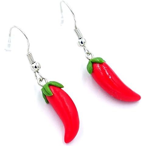 Polymer clay handmade red chili peppers earrings Cover