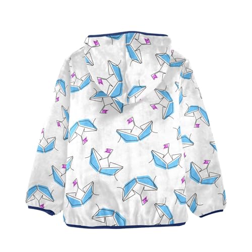 Origami Boat Girls Fleece Jacket Girls Fall Jacket Girls Zip Up Hoodie Girls Sherpa Jacket 2-10T2