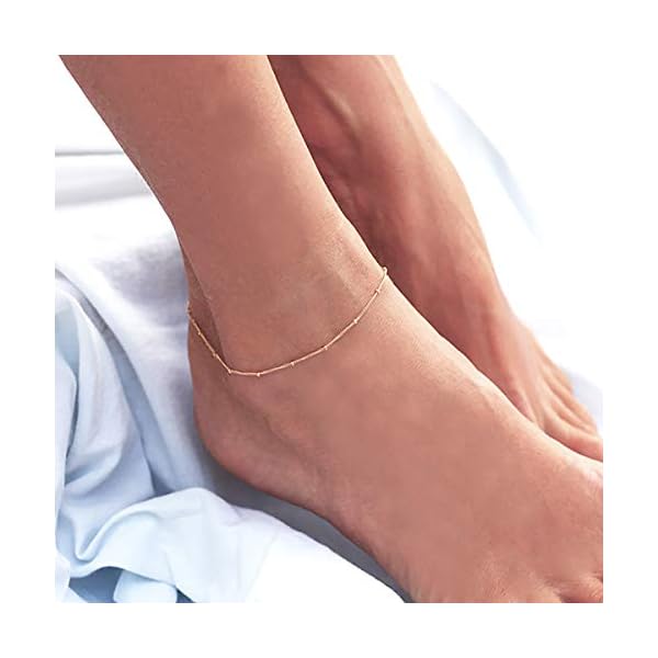 Mevecco-Gold-Star-Charm-Anklet14K-Gold-Plated-Boho-Beach-Dainty-Cute-Tiny-Lucky-Star-Foot-Chain-Ankle-Bracelet-Silver-Beaded-Chain-Anklet-for-Women MEVECCO Anklet for Women Gold Satellite Chain 14K Gold Plated Dainty Boho Beach Summer Simple Foot Jewelry Ankle Bracelet for Girls