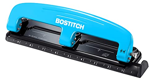 Image of Bostitch Office EZ Squeeze Reduced Effort 3-Hole Punch, 12 Sheets, Blue (2103)