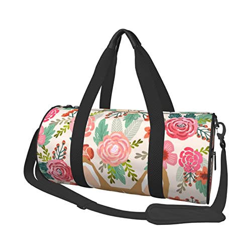 Sac de sport imprimé floral noir multi-poches format One Size