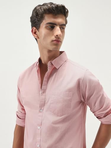Image of Urbano Fashion Men's Cotton Full Sleeve Regular Fit Casual Solid Slub Shirt with Spread Collar