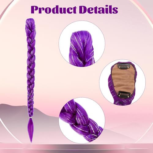 VLYX Synthetische Clip-in-Pferdeschwanz-Haarverlängerung, 66 cm, Dunkelviolett, für Cosplay und Halloween