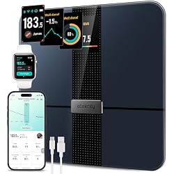 ميزان ذكي مؤهل من Etekcity FSA وHSA لقياس وزن الجسم والدهون،آلة وزن رقمية لتكوين كتلة العضلات بدقة وفقًا لمؤشر كتلة الجسم،معدات لياقة بدنية متوافقة مع Apple Health، شاشة TFT، زجاج مقسّى، أسود