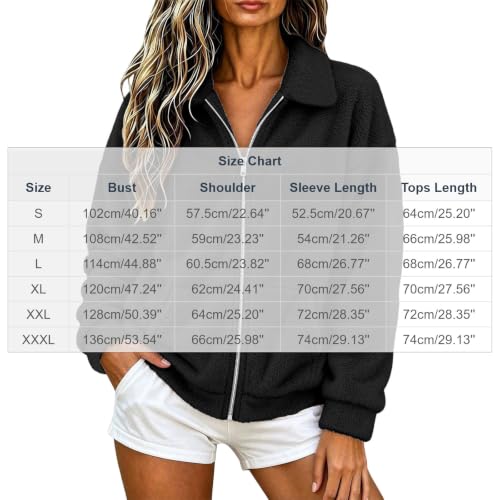 Fleece Jacket Women Collared Teddy Sherpa Coat Fall Winter Warm Outerwear - image 4