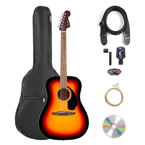Fender California Standard Redondo Acoustic Guitar - Sunburst Bundle with Gig Bag, Tuner, Strap...