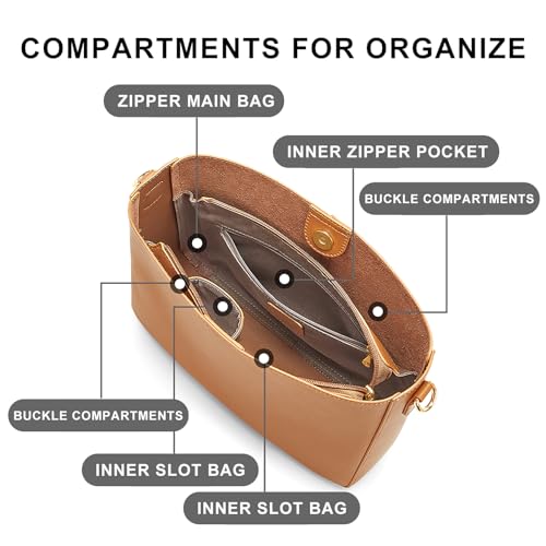 Image of Crossbody Bag Purse for Women Genuine Leather Ladies Handbag Hobo Shoulder Bag with Adjustable Strap Brown