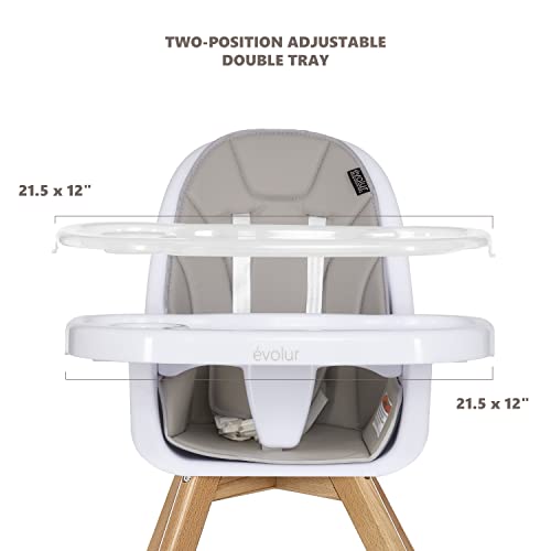 Evolur Zoodle 2 In 1 Baby High Chair In Light Grey, Easy To Clean, Adjustable And Removable Tray, Compact And Portable Convertible High Chair For Babies And Toddlers #TOP7