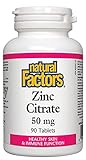 Natural Factors - Zinc Citrate 50mg, Support for Healthy Skin & Immune Function, 90 Tablets