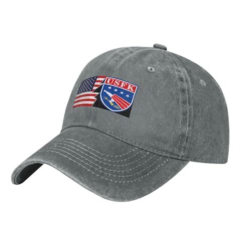 MULIHU USFK Logo and America Baseball Cap for Men Women Hats Cotton Trucker Caps Adjustable Dad Hat Gray