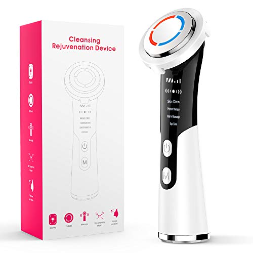 Preisvergleich Produktbild ZIONOR Kosmetisches Ultraschallgerät Gesicht Faltenentferner mit Heiße Behandlung, Lichttherapie, [2020 Verbesserte] Anti-Aging Anti-Falten Schönheit Gerät, Prämie Gesichtsmassage
