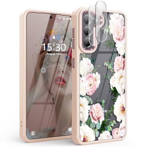 Coque Samsung S21 5G motif floral élégant pour femmes et filles style printanier