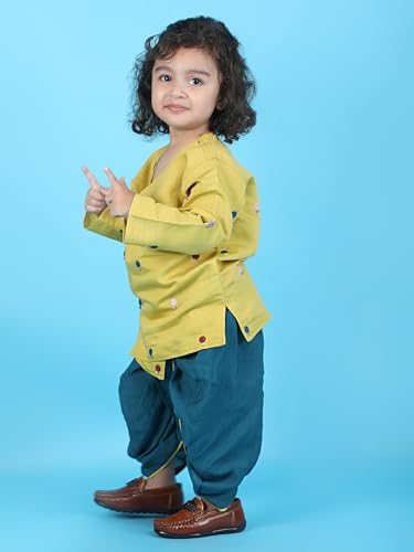 Image of POLKA TOTS Pure Cotton Traditional Dhoti Kurta Set for Baby Boys, Toddlers & Kids | Soft and Breathable Cotton Ethnic Dress for Festivals and Weddings | Traditional Elegant Indian Festive Clothing