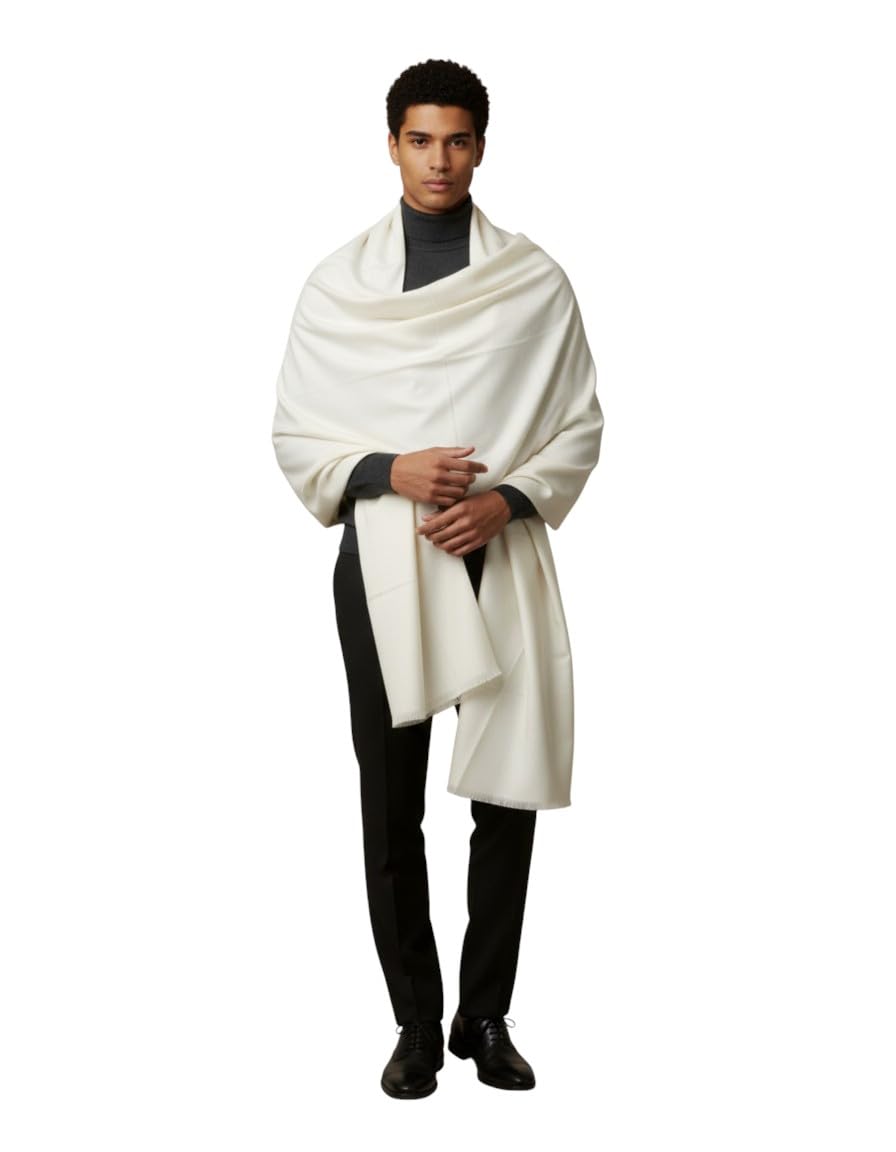 KAVIM Cream Wool Solid Men's Shawl KA-SWL-04-picture-18