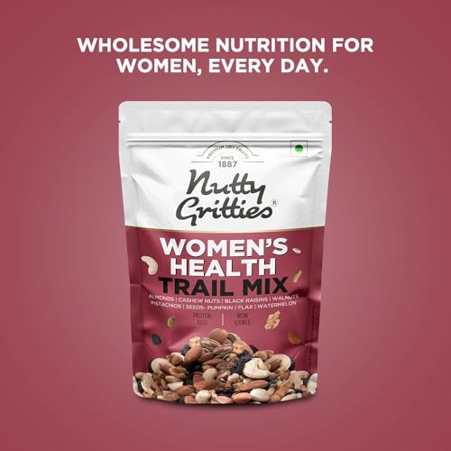Image of Nutty Gritties Premium Women's Health Mix 200g | Almonds, Cashews, Black Raisins, Walnuts, Pistachios, Pumpkin, Flax & Watermelon Seeds | Rich in Iron & Omega-3 | Resealable Pouch | Healthy Snack