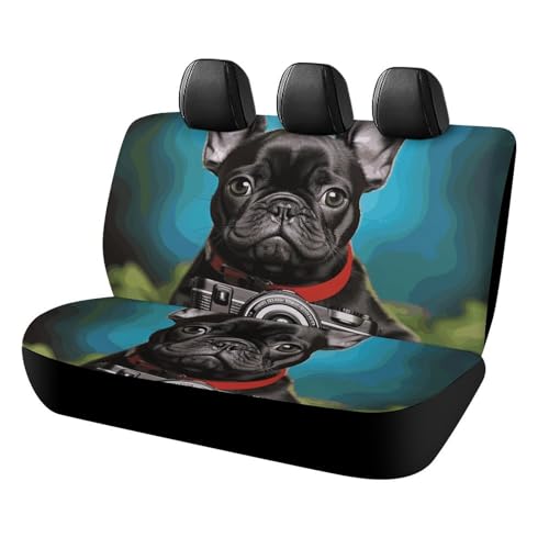 Housse de siège arrière pour chien bouledogue français antidérapante et durable pour voiture