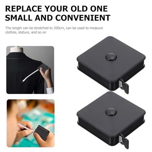 Cinta métrica mini cuadrada portátil 2m negra pack 2 miniatura 2