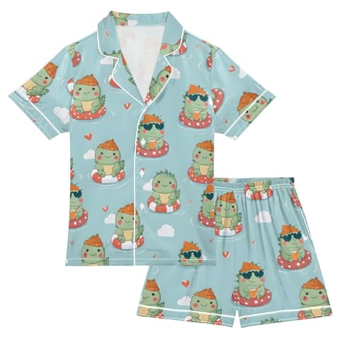 Cute Dinosaur Cloud Heart Pajamas Set Soft Pjs Sets 2 Piece Short Sleeve Sleepwear Casual Loungewear
