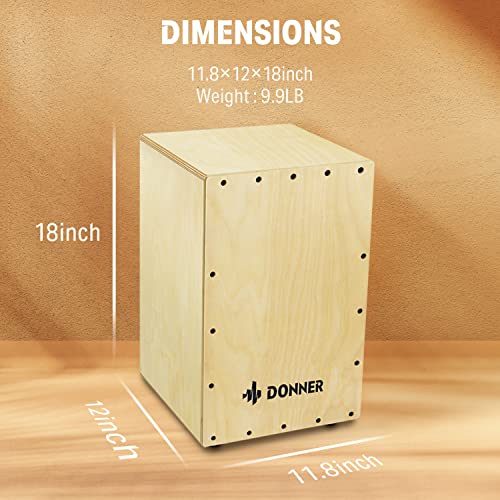 Donner Cajon Drum Box,Percussion Instrument Full Size With Internal Guitar Strings & Beatbox Bag, Birchwood Beat Cahone Drum With Backpack Dual Adjustable Straps Dcd-1 #TOP3