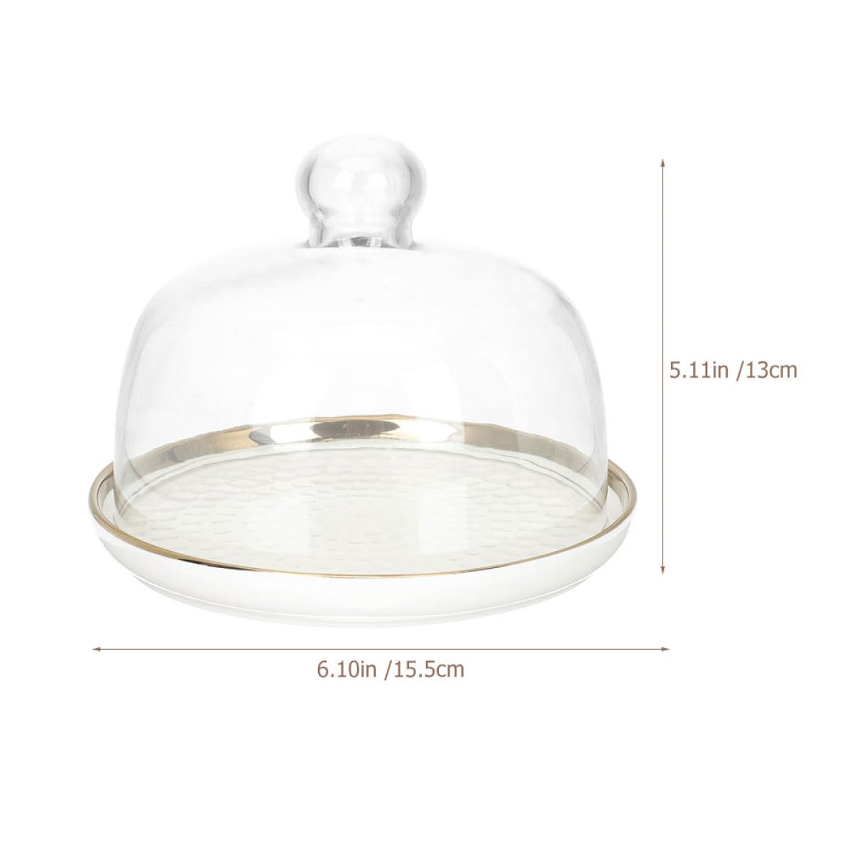 Vassoio per Dolci Set da 1 con Coperchio in Vetro Bianco Elegante per Esposizione e Conservazione di Snack e Dolci, per Feste e Matrimoni