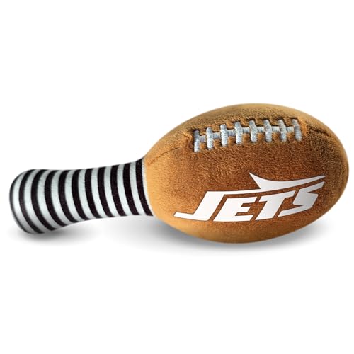 Image of New York Jets Plush Football Rattle by Smilo - Officially Licensed NFL Baby Rattle Toy - Soft Baby Rattle with Bell - for Babies and Toddlers from 3 Months