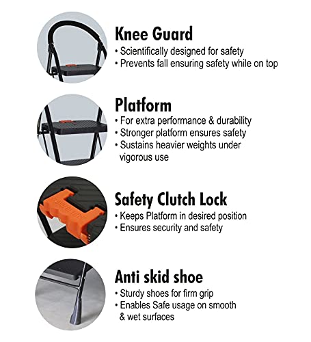 Image of Parasnath Black Diamond Ladder 6 Step Heavy Folding Step Ladder with Wide Step 6.3 FT Ladder Made in India