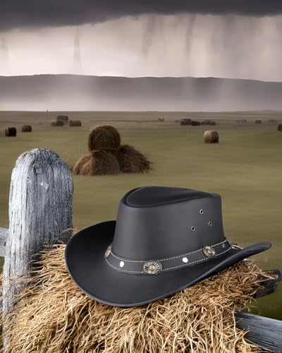 Image of HADZAM Showerproof Outback hat Also Worn as Leather Cowboy hat, Australian Hats for Men & Women