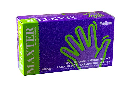 Maxter Lot de 100 gants jetables en latex poudrés Taille M Blanc M EU Cover