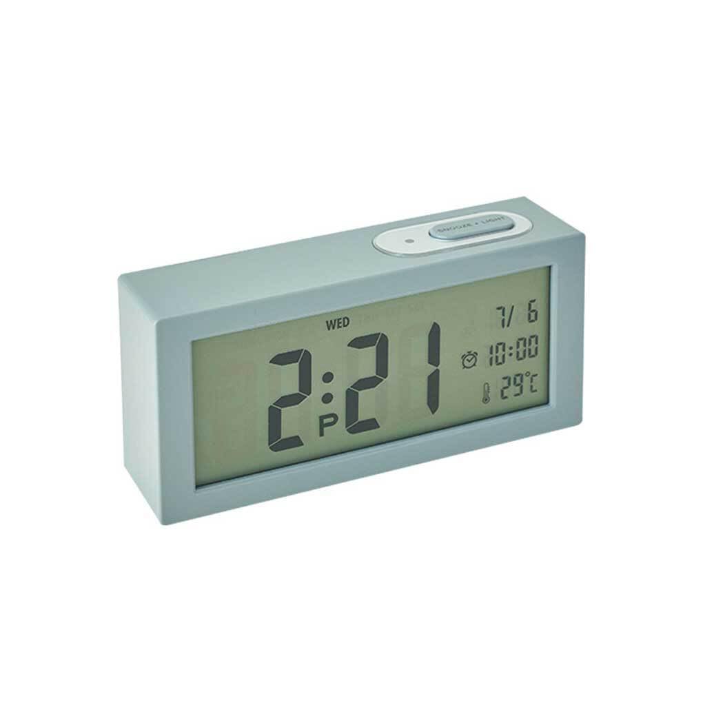 mophrati Electric Alarm Clock with Calendar Digital Bedside Desktop Clocks Temperature Humidity Meter Watch Thermometer, Gray