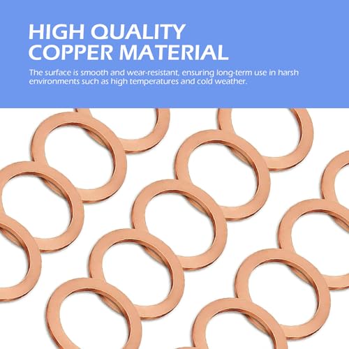 Image of 15PCS Oil Drain Plug Gasket, 14mm Copper Drain Plug Washer Gaskets, Copper Crush Washer Flat Ring Seal Gasket OEM #007603-014106, Leak-Free Oil Sealing Gasket, Compatible with Mercedes