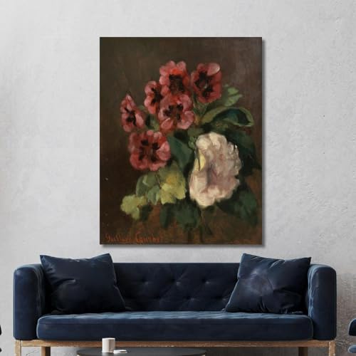 Tableau imprimé Gustave Courbet Bouquet de fleurs toile Fine Art encadrée 125x100