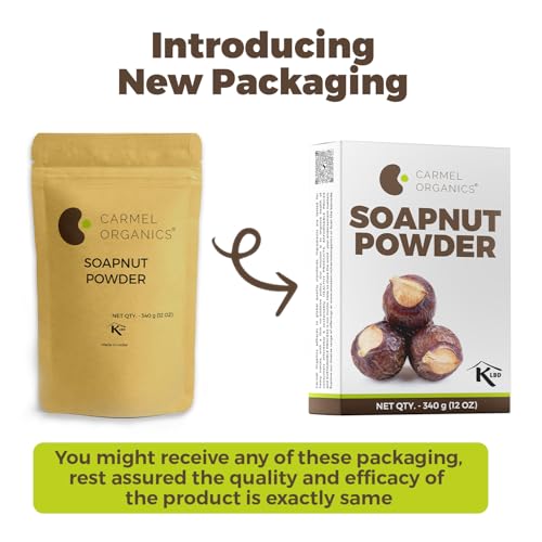 Image of CARMEL ORGANICS Soapnut /Aritha /Reetha Powder 340 Grams For Hair Care | Natural | No Added Preservatives and Additives | Sapindus Mukorossi Powder, Antuvala pudi /Kunkudukaya Podi