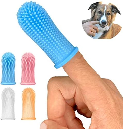 Jasper 360º Dog Fingerbrush Toothbrush Kit (4-Pack) Ergonomic Design, Full Surround Bristles for Easy Teeth Cleaning, Dental Care for Puppies, Cats and Small Pets, Multi-Colored…