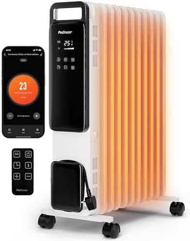 Pro Breeze® OmniWarm Smart 2500W 11 Fin Oil Filled Radiator - Dig...