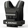 Amonax Giubbotto Zavorrato 10kg / 20kg / 30kg, Gilet Zavorrato Regolabile con Elementi Riflettenti per Uomo e Donna, per Allenamento Fitness, Camminata e Aumento della Massa Muscolare