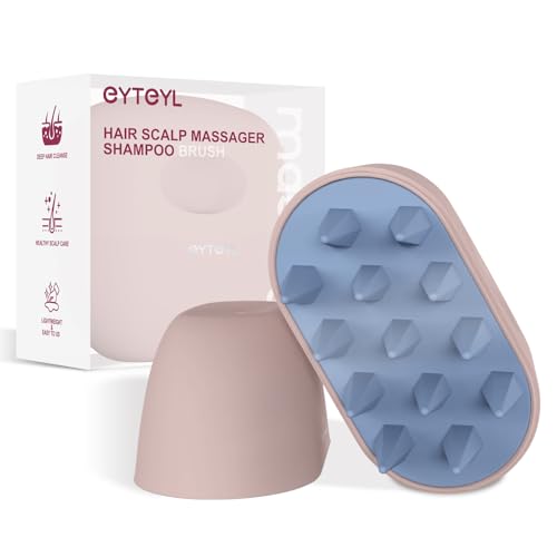 EYTETLシリコン頭皮マッサージブラシ毛の成長促進・フケ取り・頭皮クレンジング，柔軟ブラシ付きシャンプ 乾湿両用 頭皮マッサージ ブラシ (ピンク)