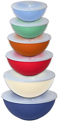 Gourmet Home Products 12 Piece Nested Polypropylene Mixing Bowl Food Storage Set with Lids, Slate Blue