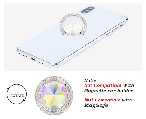 Lenoup DIA RING ROUND SILVER Glitter Bling Bling Phone Ring Holder,Sparkle Phone Ring Grip Artificial Diamond Stand,Rhinestone Cell Finger Ring thumb #3
